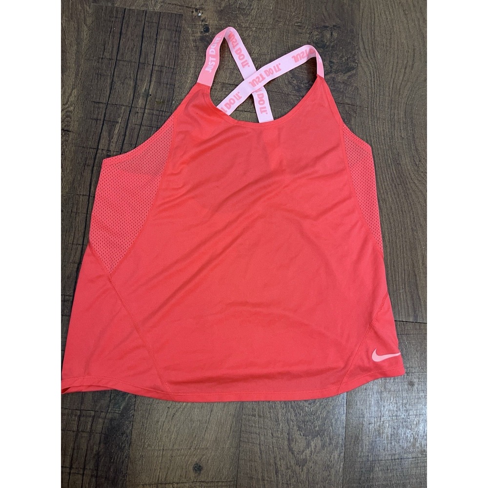 Nike Womens Dri-Fit Tank Top Shirt Size Medium Coral Orange Unlined Racerback